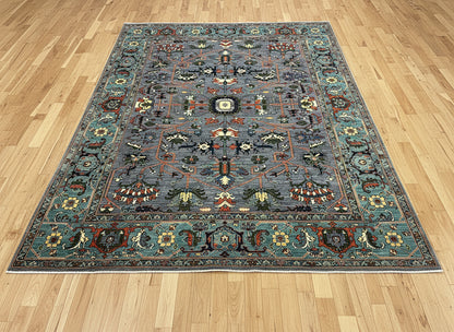 8X10 Afghan Serapi Silver/Gary Handmade Wool Rug # 14635