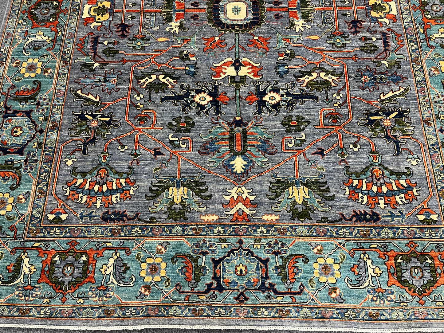 8X10 Afghan Serapi Silver/Gary Handmade Wool Rug # 14635