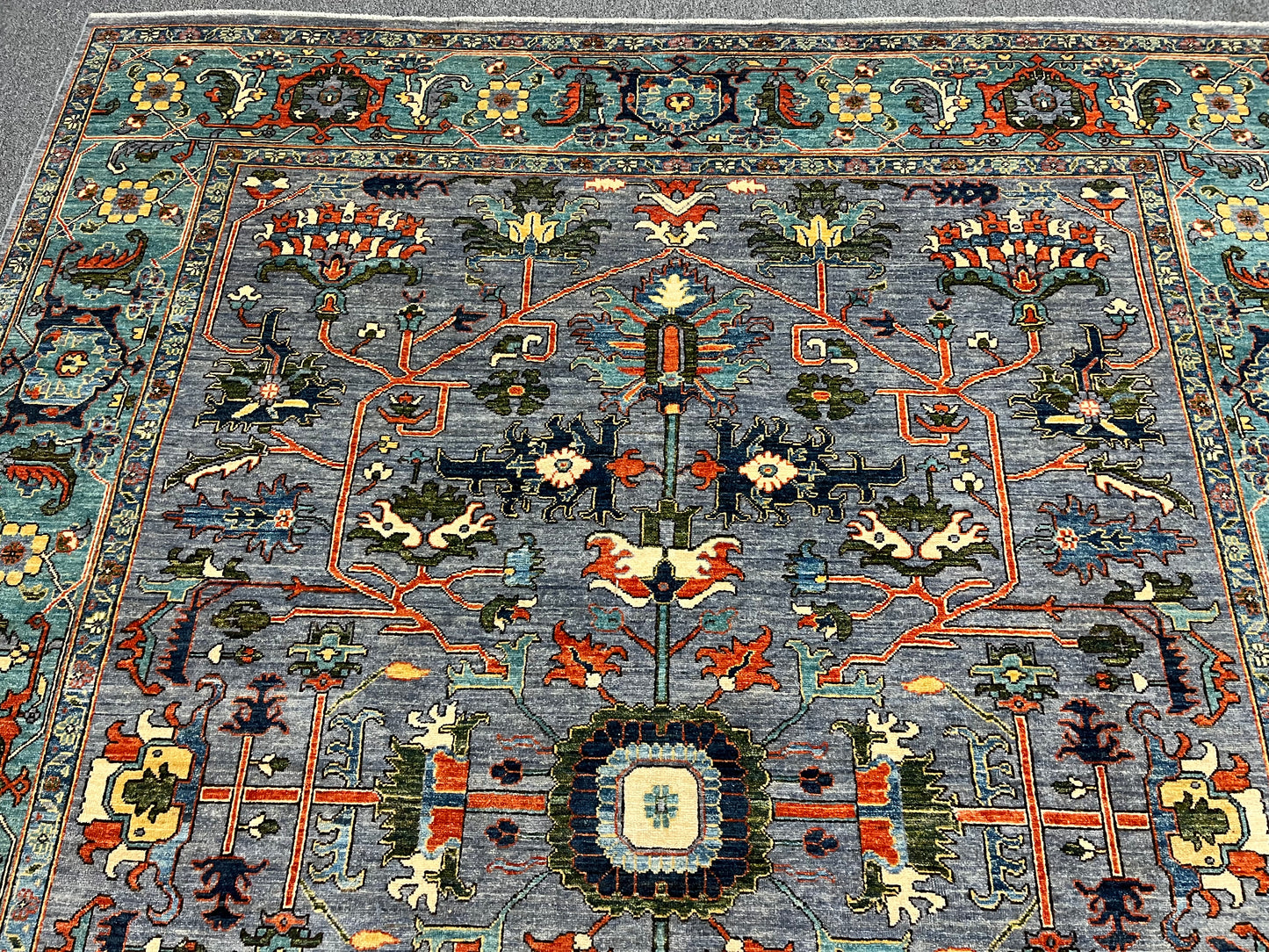 8X10 Afghan Serapi Silver/Gary Handmade Wool Rug # 14635