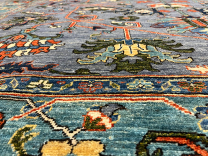 8X10 Afghan Serapi Silver/Gary Handmade Wool Rug # 14635