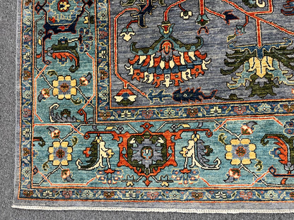 8X10 Afghan Serapi Silver/Gary Handmade Wool Rug # 14635