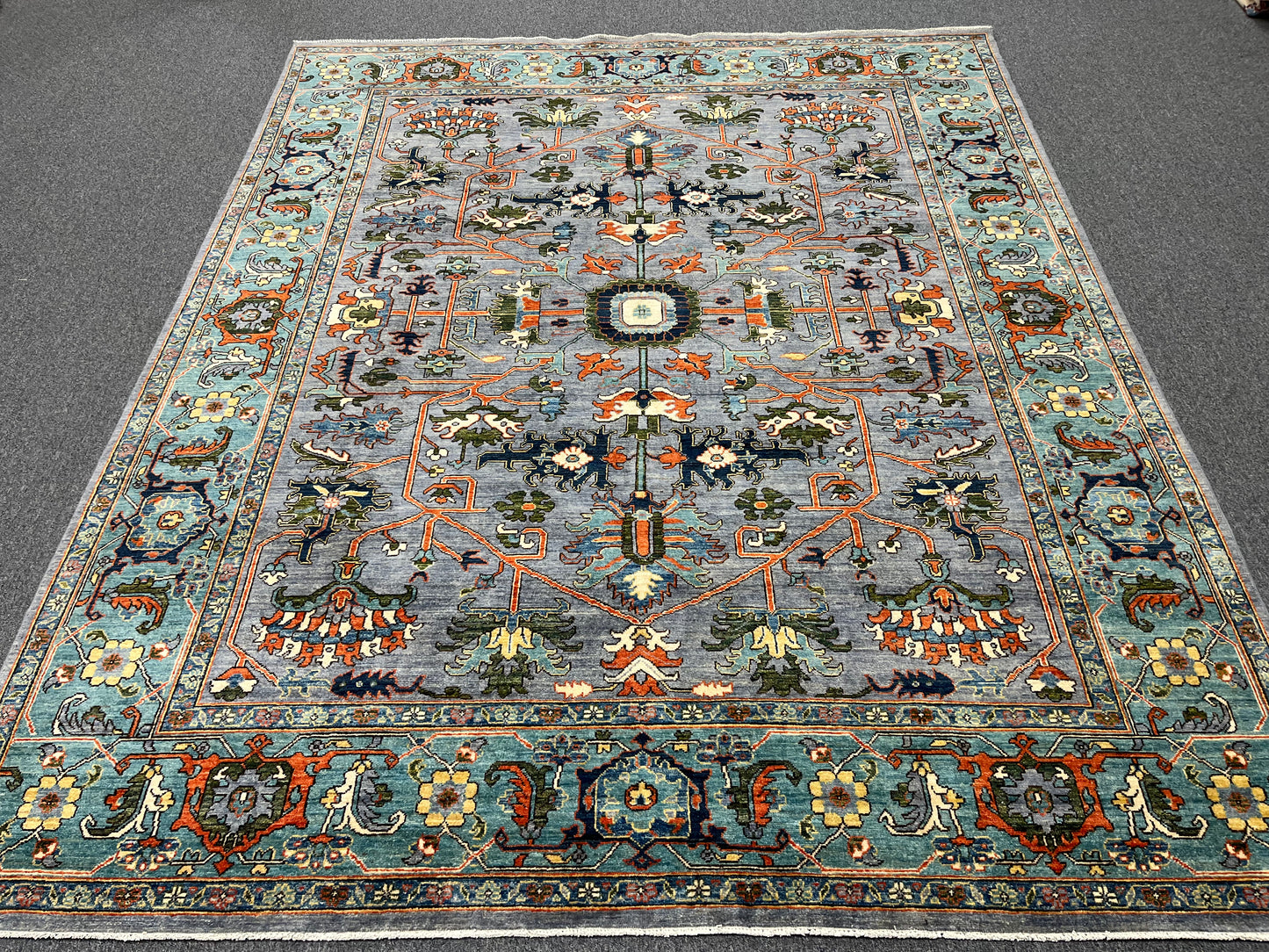 8X10 Afghan Serapi Silver/Gary Handmade Wool Rug # 14635