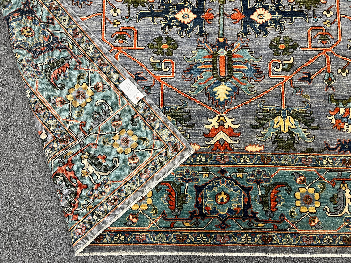 8X10 Afghan Serapi Silver/Gary Handmade Wool Rug # 14635