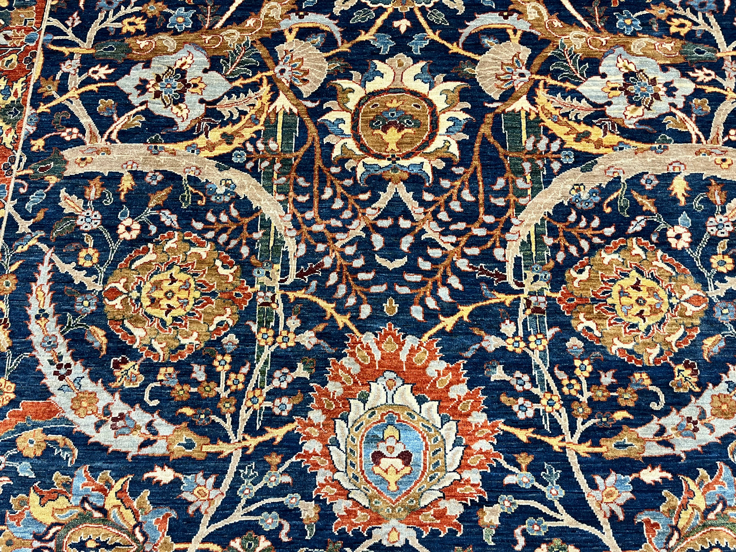 8X10 Afghan Tabrez Red/Navy Handmade Wool Rug # 14628