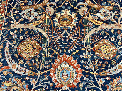 8X10 Afghan Tabrez Red/Navy Handmade Wool Rug # 14628