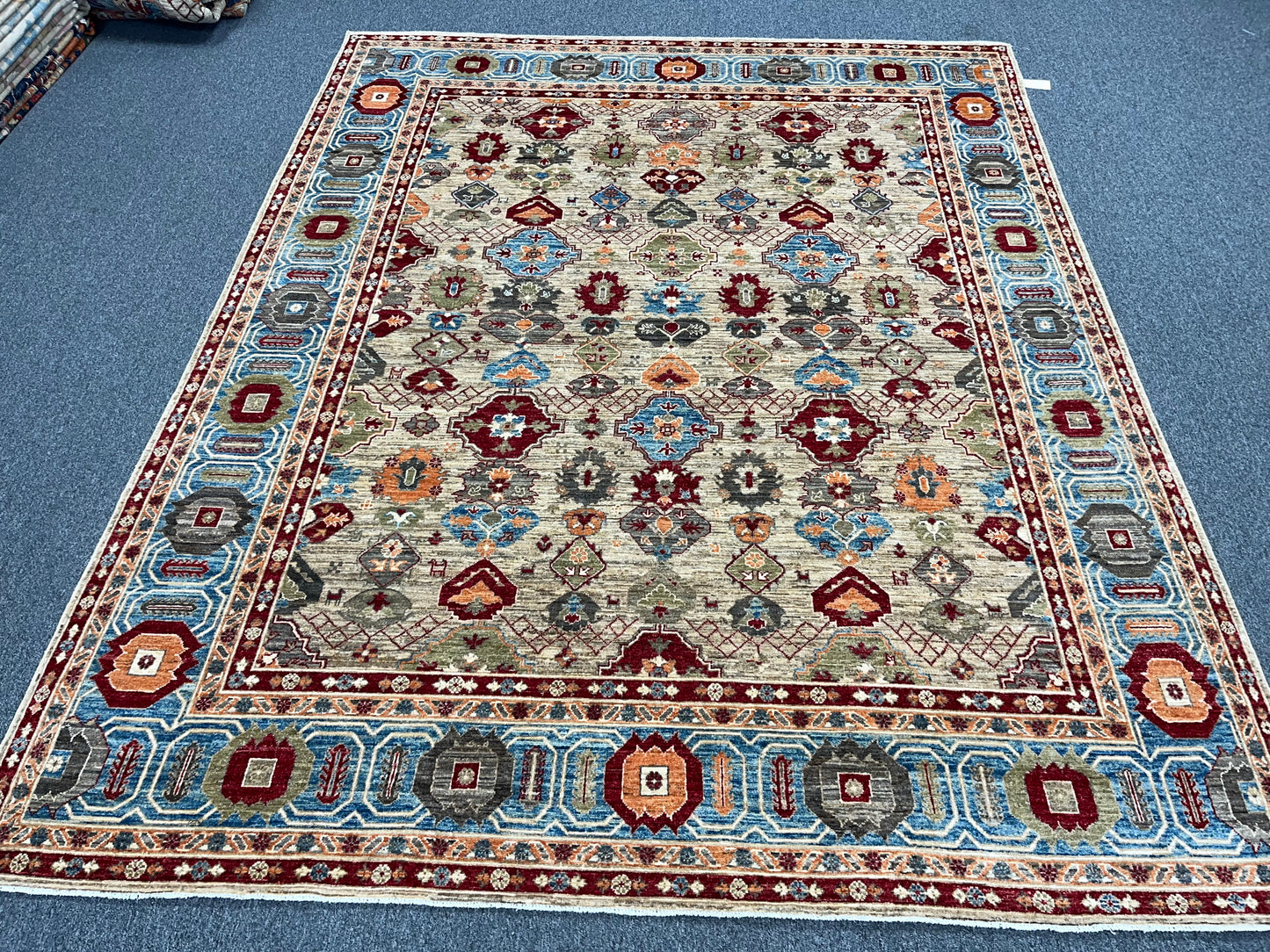 8X10 Mina khani Tribal Light Blue Handmade Wool Rug # 14669