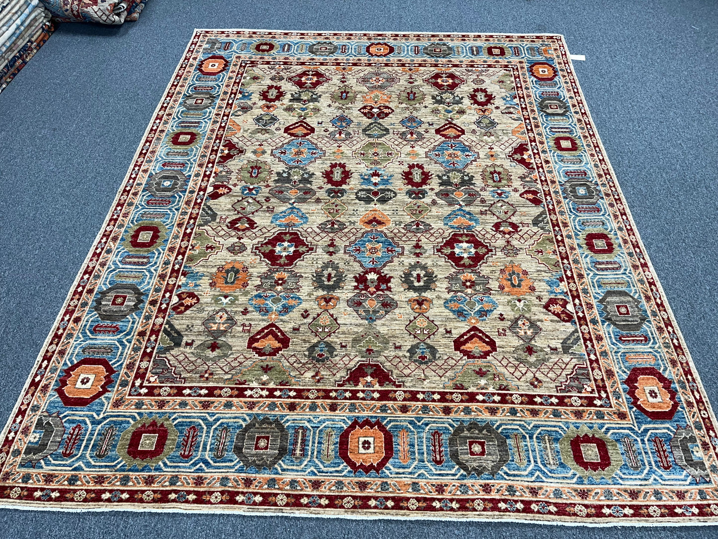 8X10 Mina khani Tribal Light Blue Handmade Wool Rug # 14669