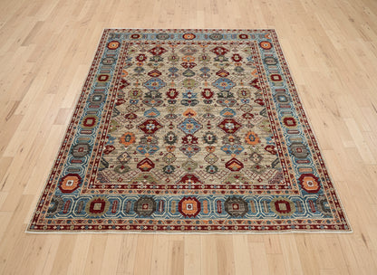 8X10 Mina khani Tribal Light Blue Handmade Wool Rug # 14669
