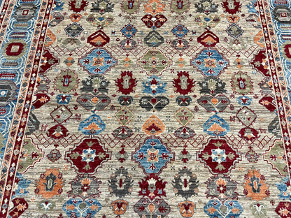 8X10 Mina khani Tribal Light Blue Handmade Wool Rug # 14669