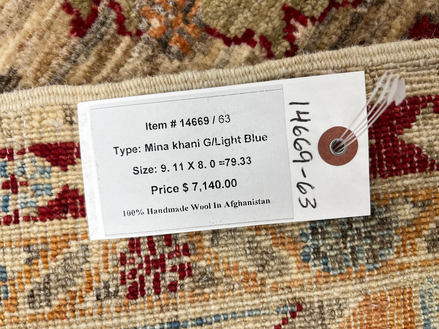 8X10 Mina khani Tribal Light Blue Handmade Wool Rug # 14669