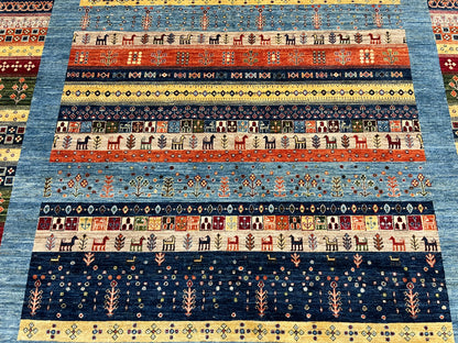 8X11 Afghan Khurjin Gabbeh Handmade Wool Rug # 14667