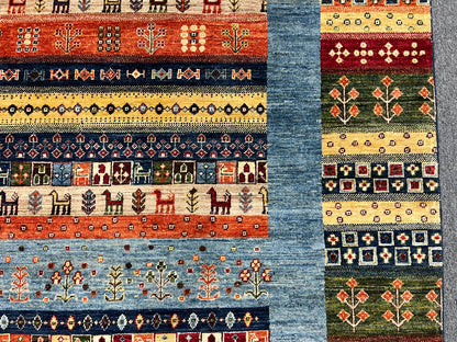 8X11 Afghan Khurjin Gabbeh Handmade Wool Rug # 14667