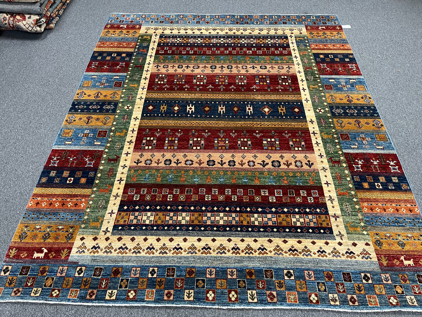 8X10 Afghan Khurjin Gabbeh Handmade Wool Rug # 14632