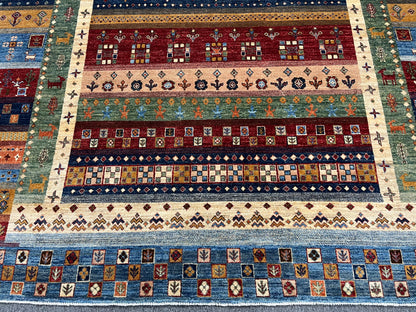 8X10 Afghan Khurjin Gabbeh Handmade Wool Rug # 14632