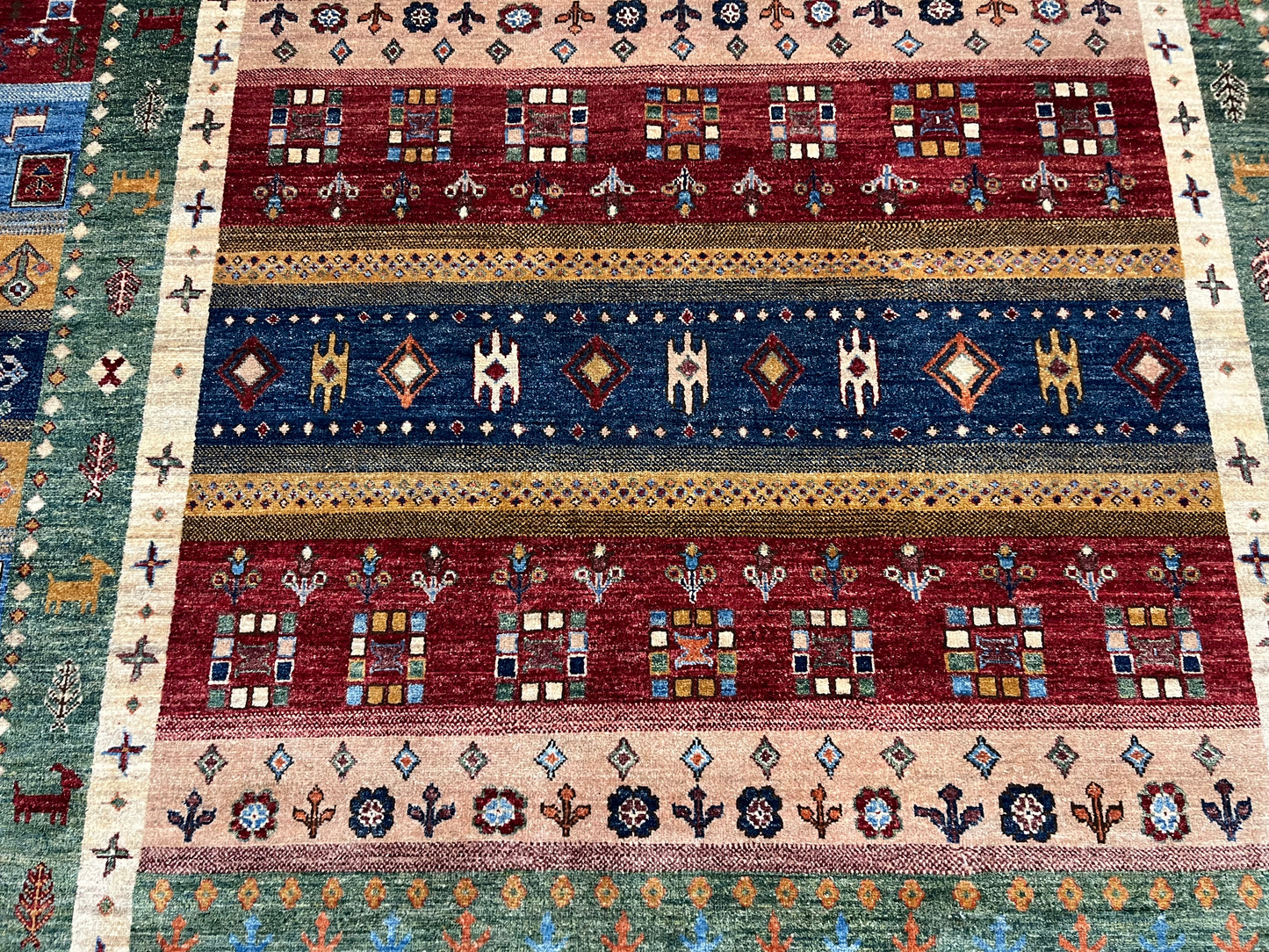 8X10 Afghan Khurjin Gabbeh Handmade Wool Rug # 14632