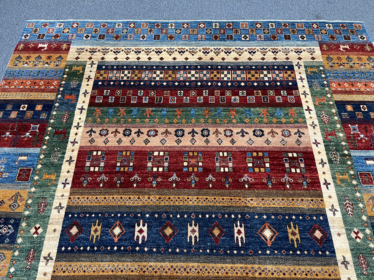 8X10 Afghan Khurjin Gabbeh Handmade Wool Rug # 14632