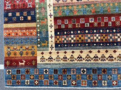 8X10 Afghan Khurjin Gabbeh Handmade Wool Rug # 14632