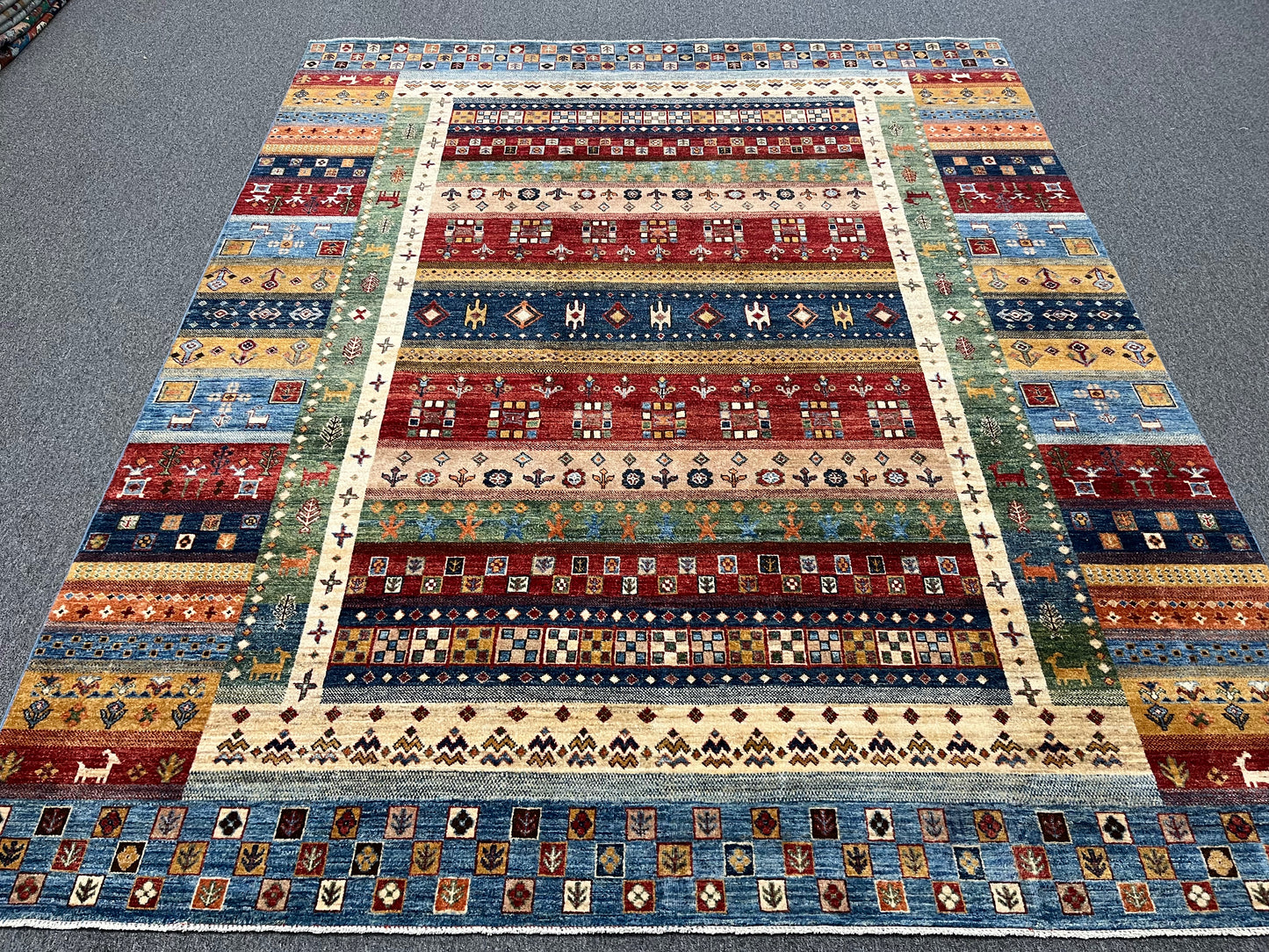 8X10 Afghan Khurjin Gabbeh Handmade Wool Rug # 14632