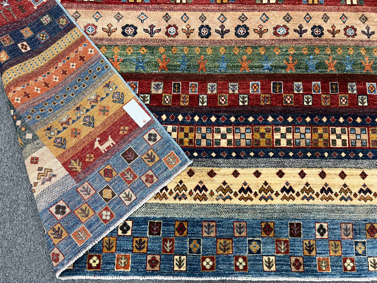 8X10 Afghan Khurjin Gabbeh Handmade Wool Rug # 14632