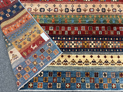 8X10 Afghan Khurjin Gabbeh Handmade Wool Rug # 14632