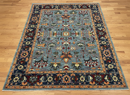 8X10 Afghan Serapi Light Blue Handmade Wool Rug # 14629