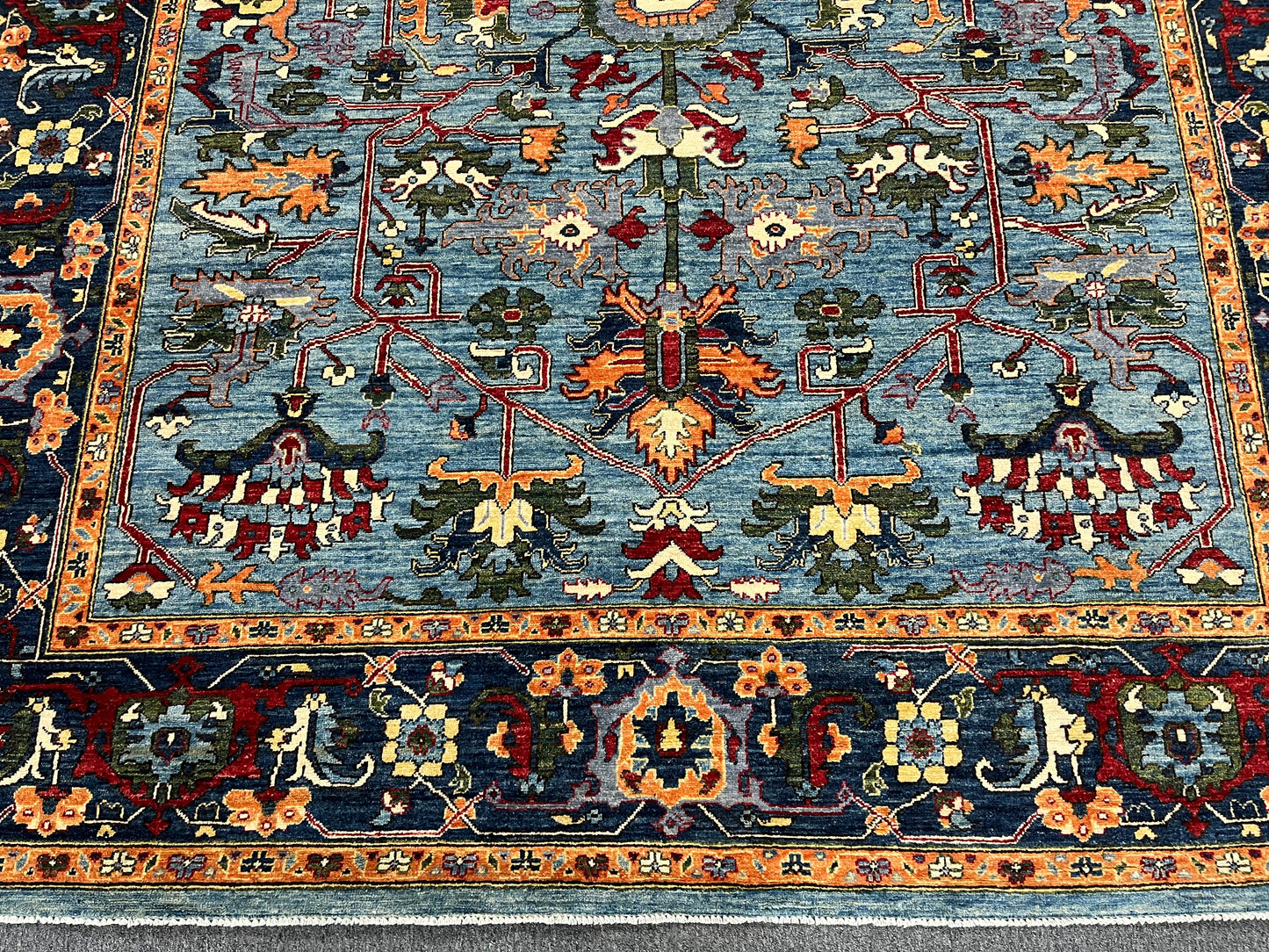 8X10 Afghan Serapi Light Blue Handmade Wool Rug # 14629