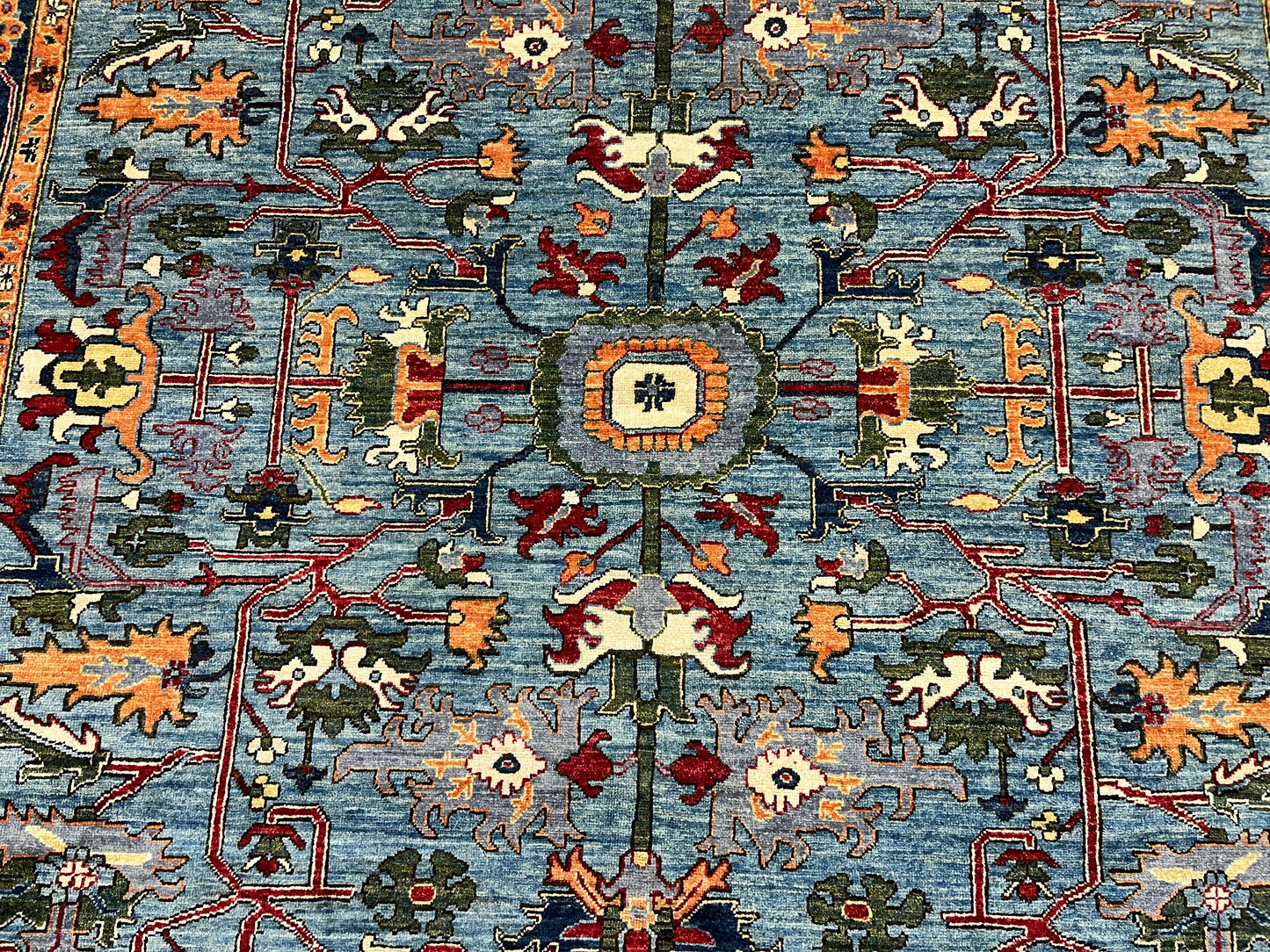 8X10 Afghan Serapi Light Blue Handmade Wool Rug # 14629