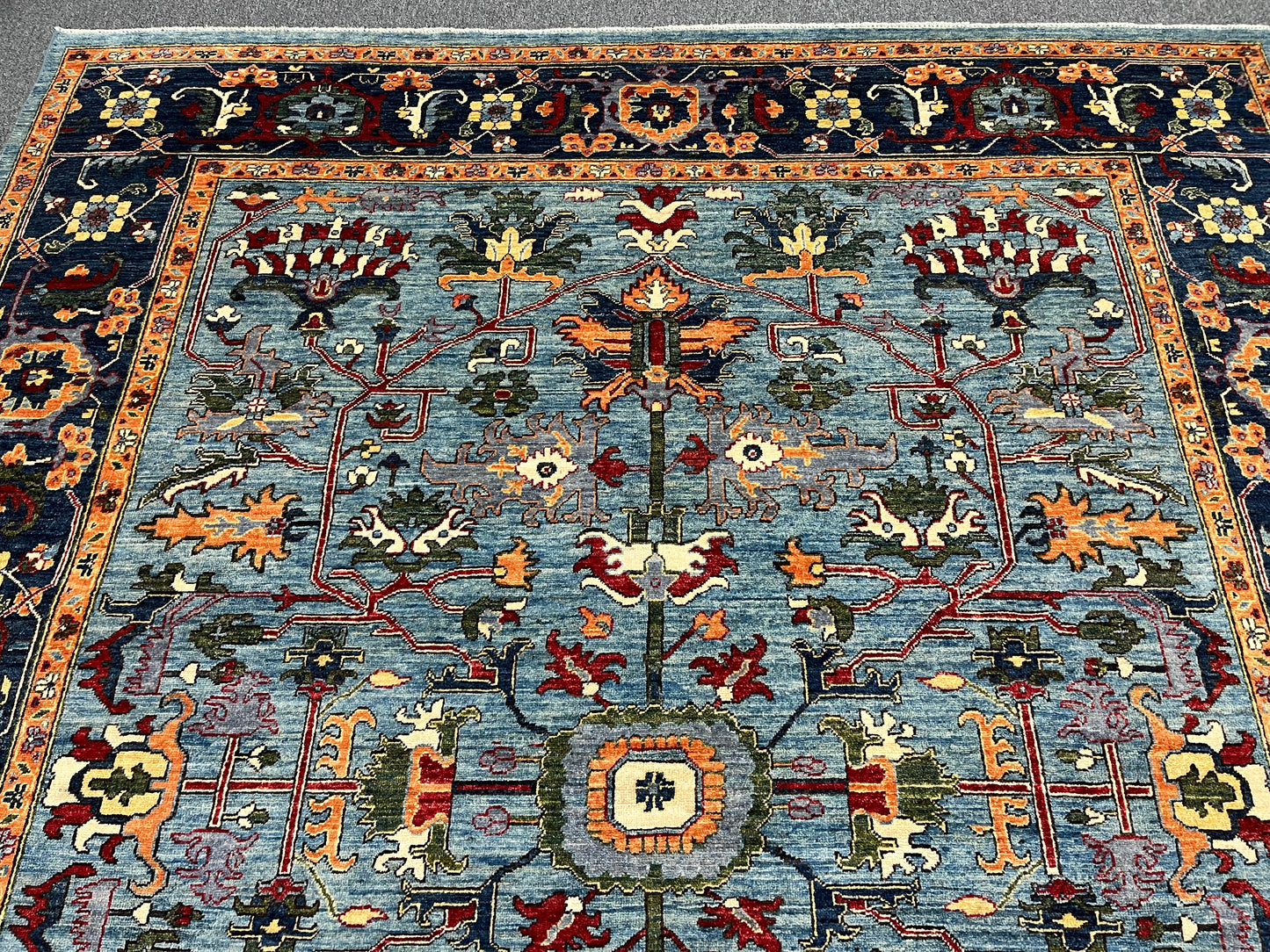 8X10 Afghan Serapi Light Blue Handmade Wool Rug # 14629