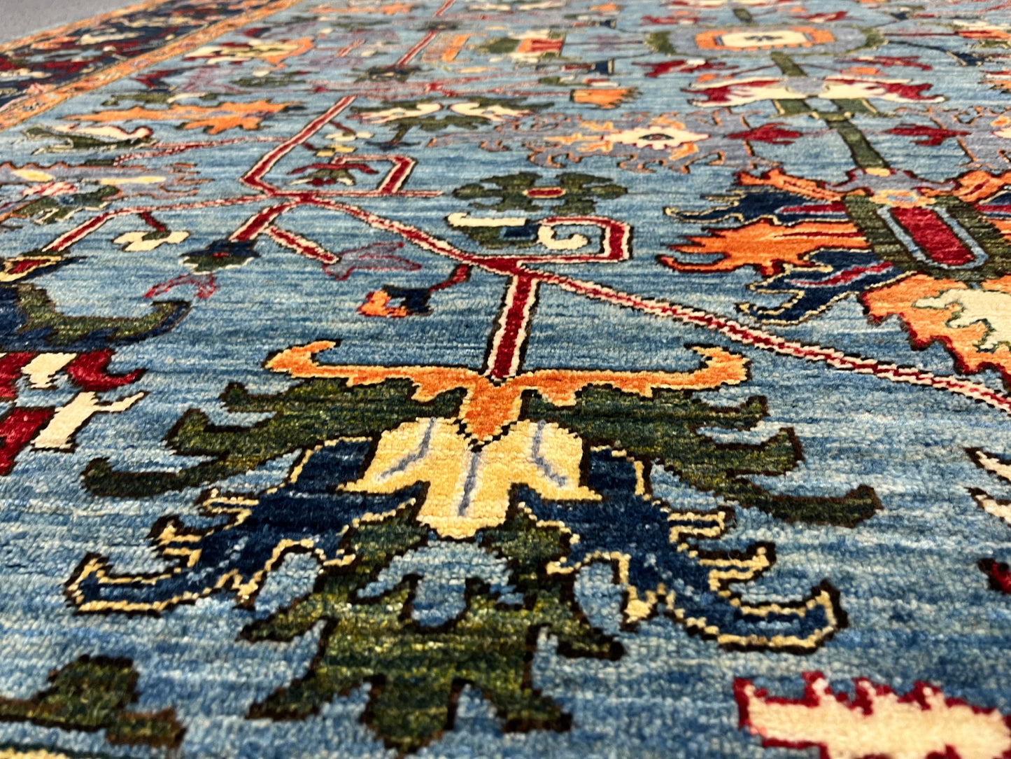 8X10 Afghan Serapi Light Blue Handmade Wool Rug # 14629