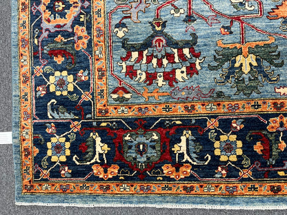 8X10 Afghan Serapi Light Blue Handmade Wool Rug # 14629