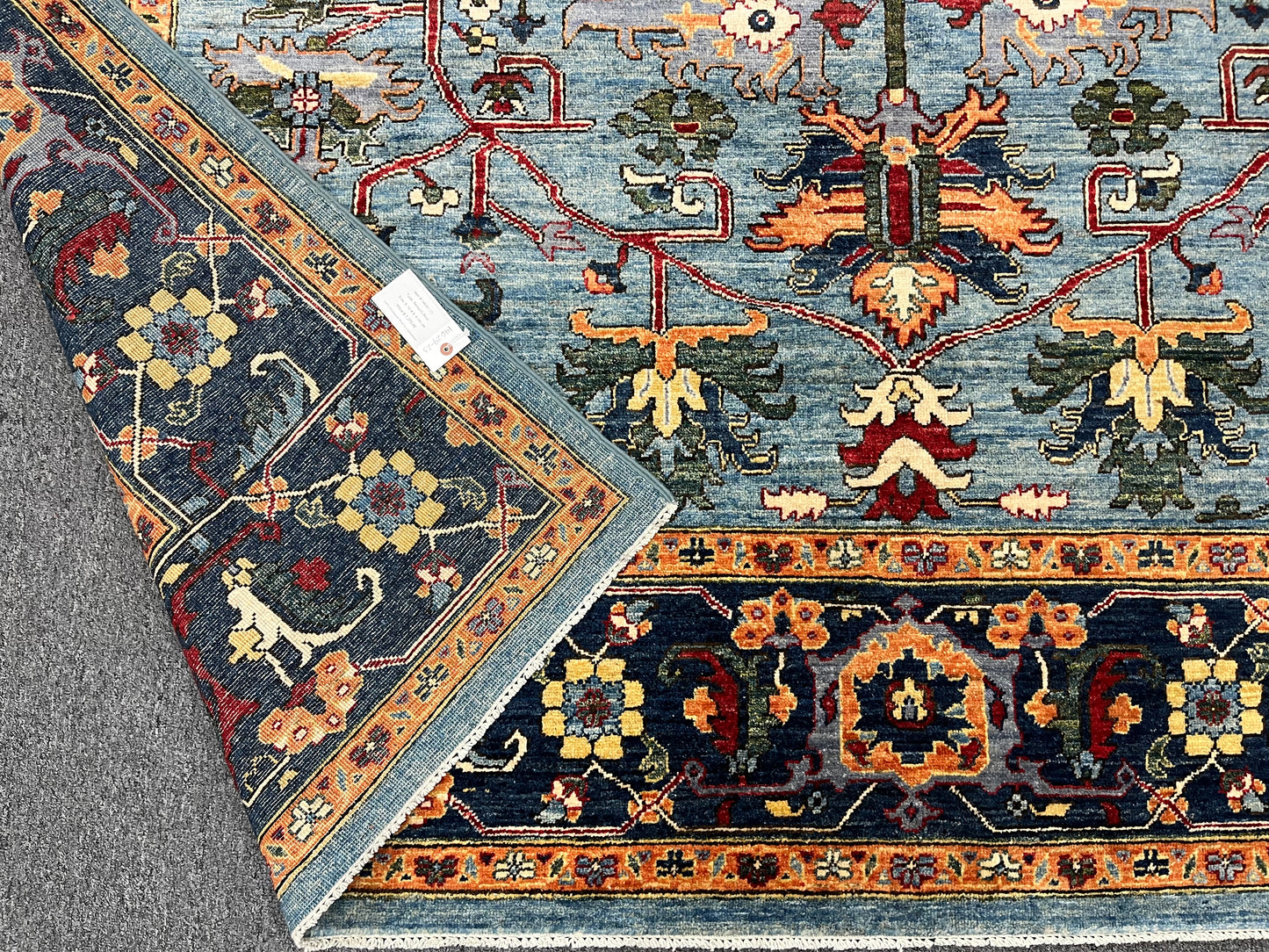 8X10 Afghan Serapi Light Blue Handmade Wool Rug # 14629