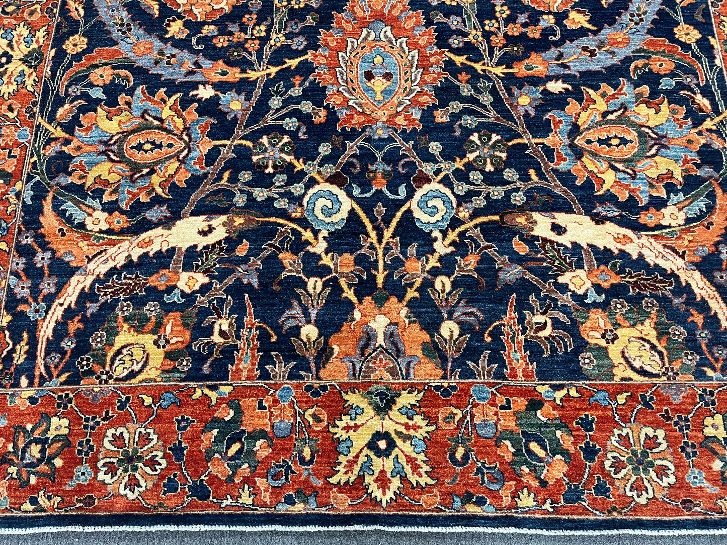 8X10 Afghan Tabrez Red/Navy Handmade Wool Rug # 14612