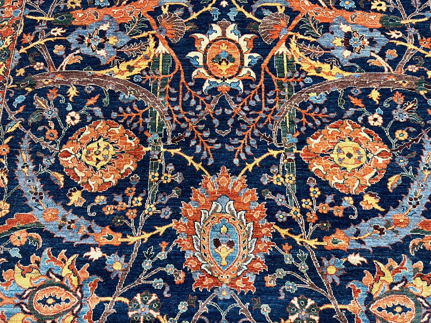 8X10 Afghan Tabrez Red/Navy Handmade Wool Rug # 14612