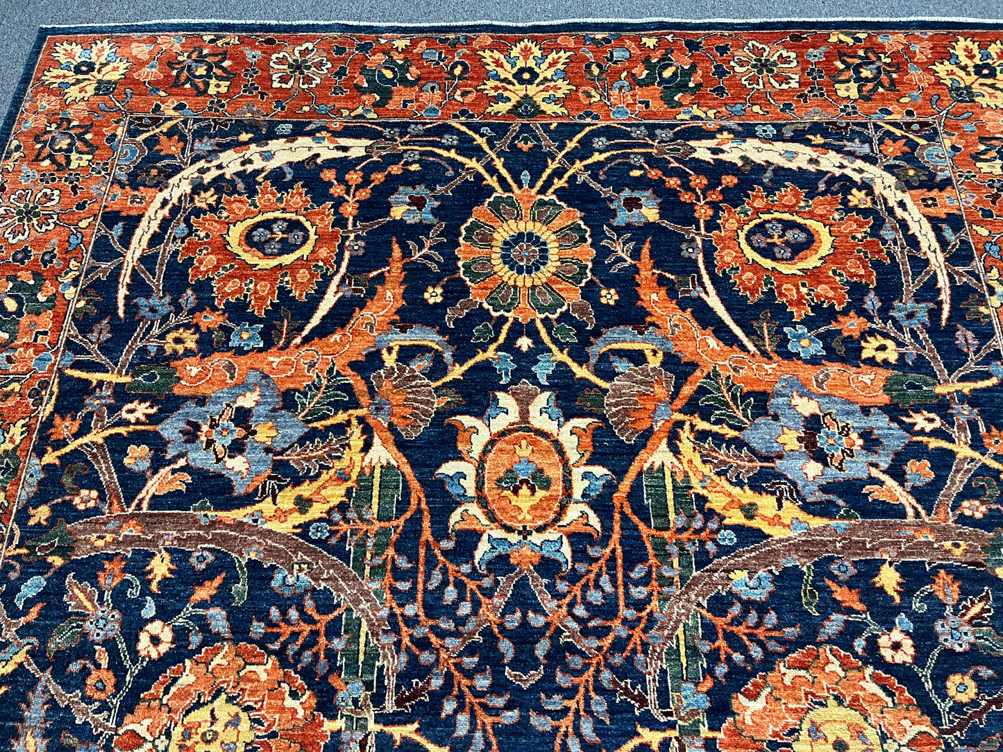 8X10 Afghan Tabrez Red/Navy Handmade Wool Rug # 14612