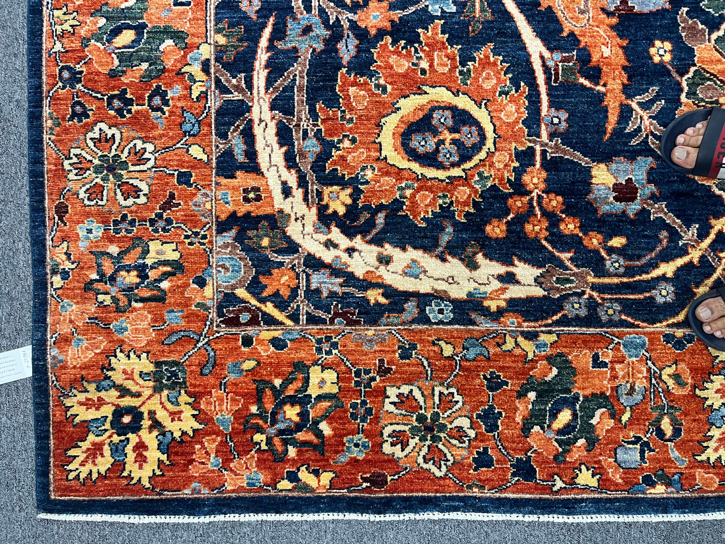 8X10 Afghan Tabrez Red/Navy Handmade Wool Rug # 14612