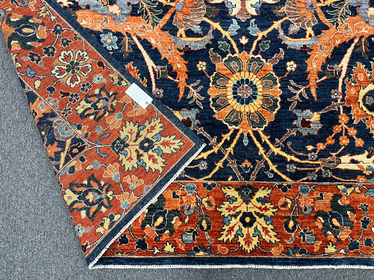 8X10 Afghan Tabrez Red/Navy Handmade Wool Rug # 14612