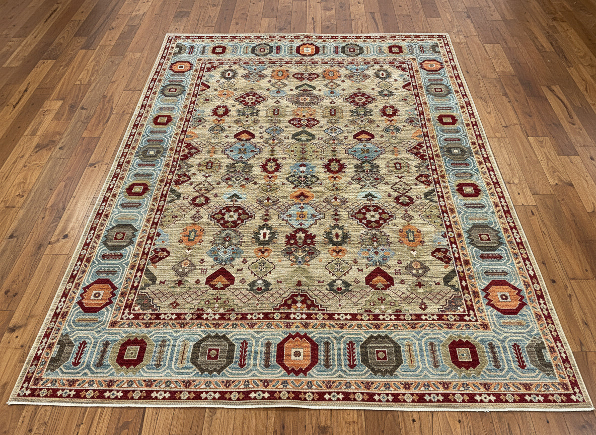 9X12 Mina khani Light Blue Handmade Wool Rug # 14666