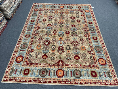9X12 Mina khani Light Blue Handmade Wool Rug # 14666