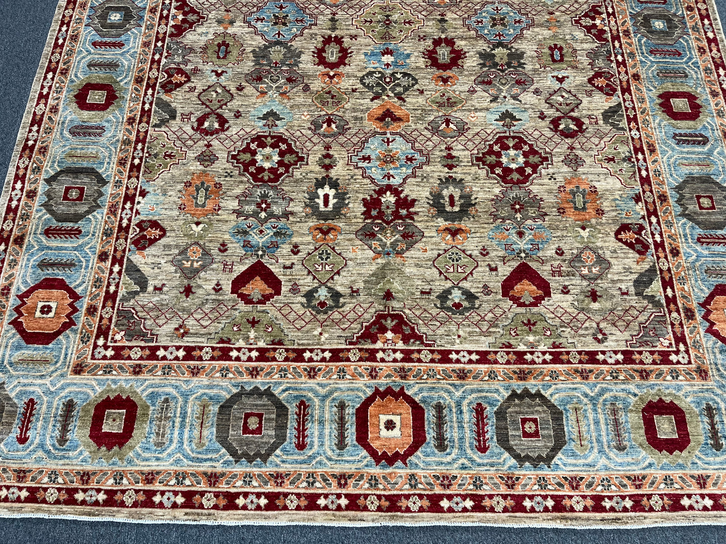 9X12 Mina khani Light Blue Handmade Wool Rug # 14666