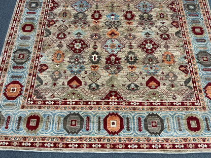 9X12 Mina khani Light Blue Handmade Wool Rug # 14666