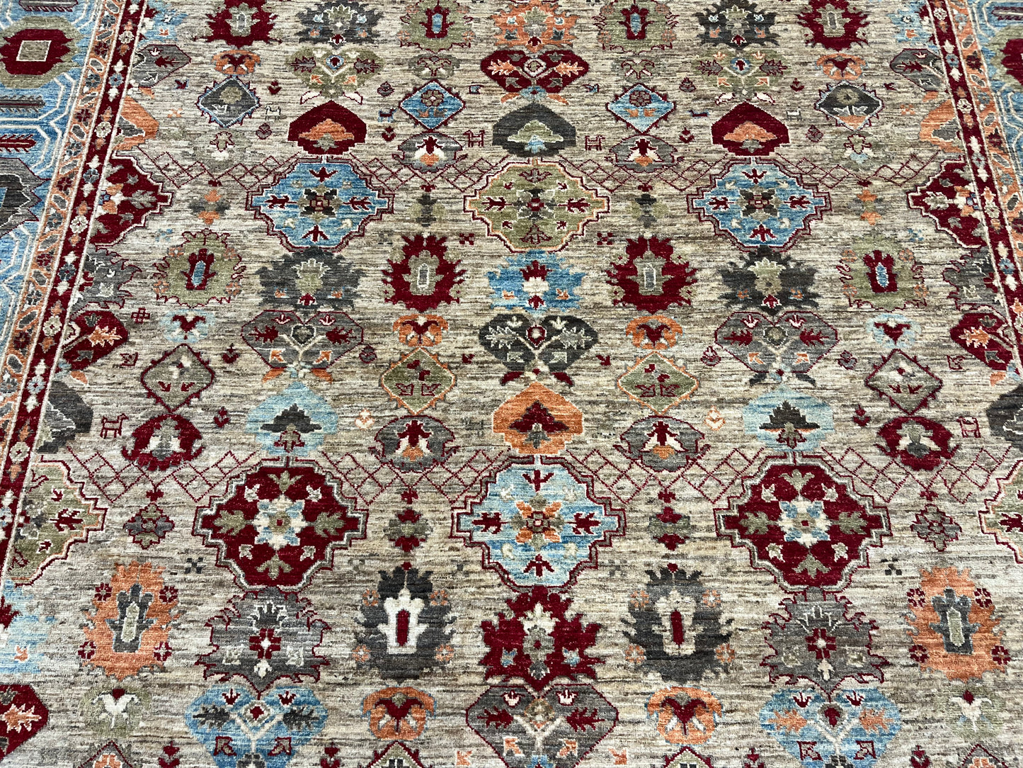 9X12 Mina khani Light Blue Handmade Wool Rug # 14666