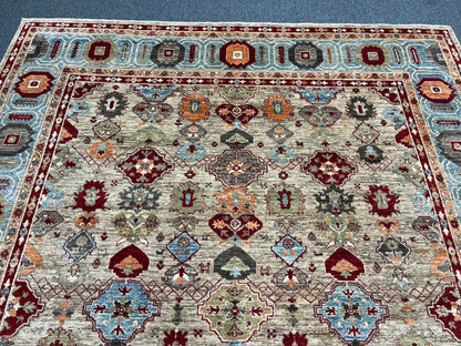 9X12 Mina khani Light Blue Handmade Wool Rug # 14666