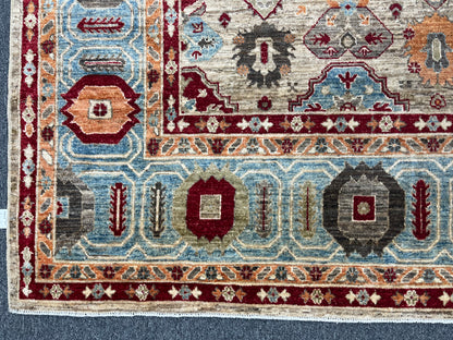 9X12 Mina khani Light Blue Handmade Wool Rug # 14666