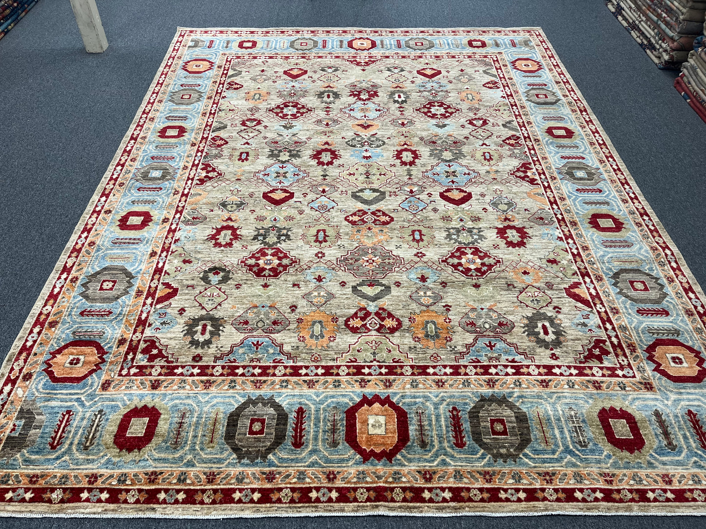 9X12 Mina khani Light Blue Handmade Wool Rug # 14666