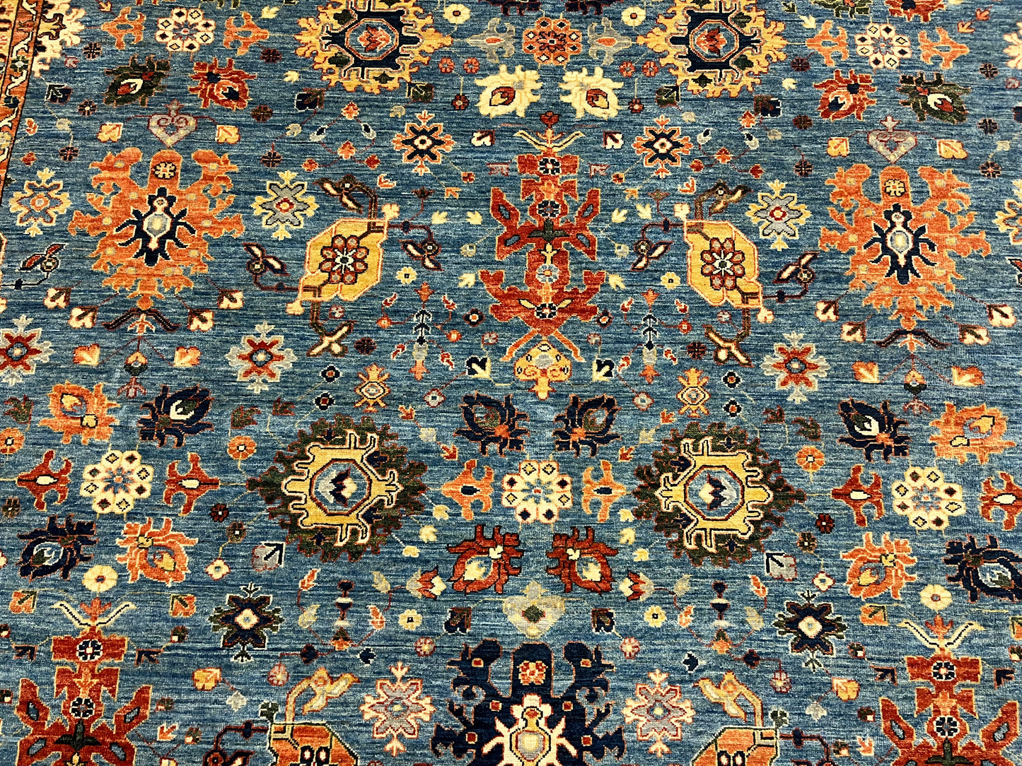 10X14 Afghan Tribal Light Blue Handmade Wool Rug # 14625