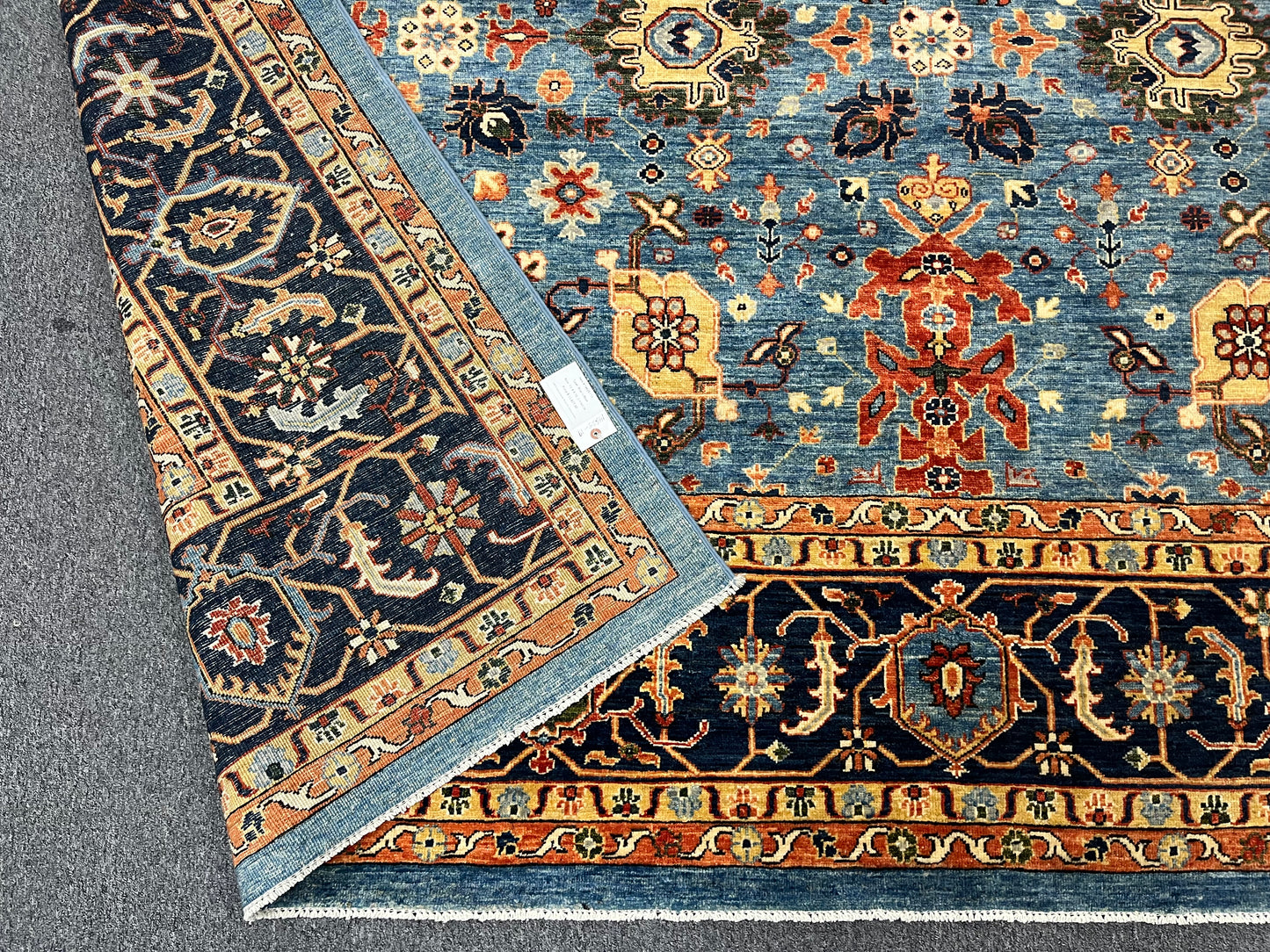 10X14 Afghan Tribal Light Blue Handmade Wool Rug # 14625