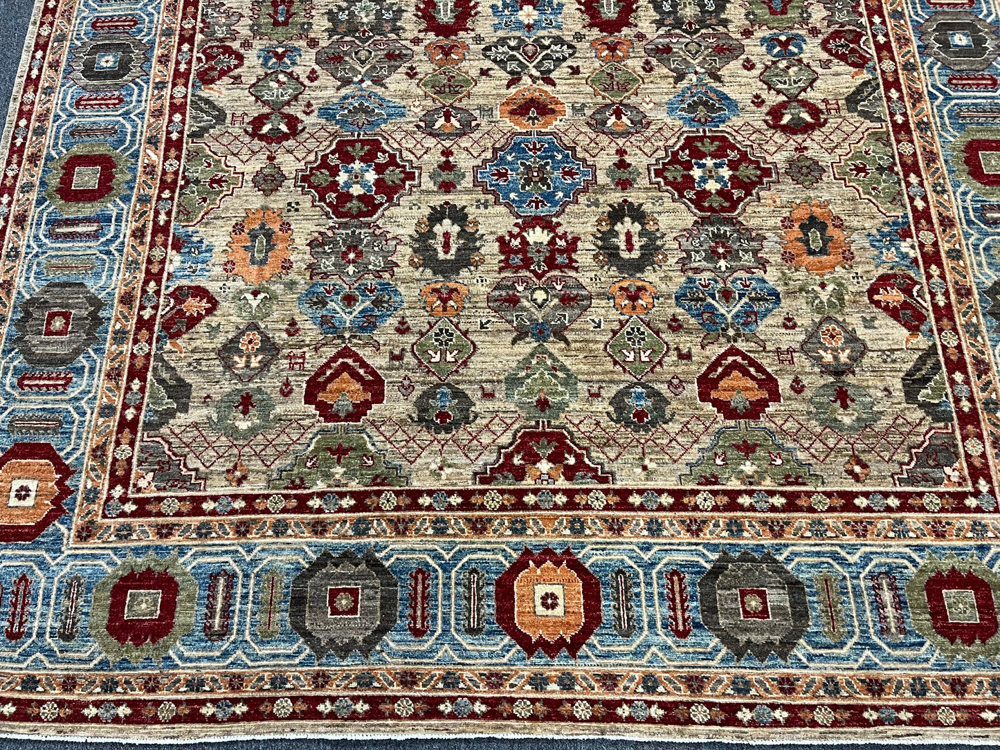 8X10 Mina khani Tribal Light Blue Handmade Wool Rug # 14656