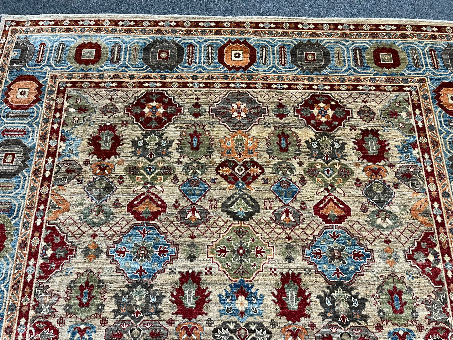 8X10 Mina khani Tribal Light Blue Handmade Wool Rug # 14656