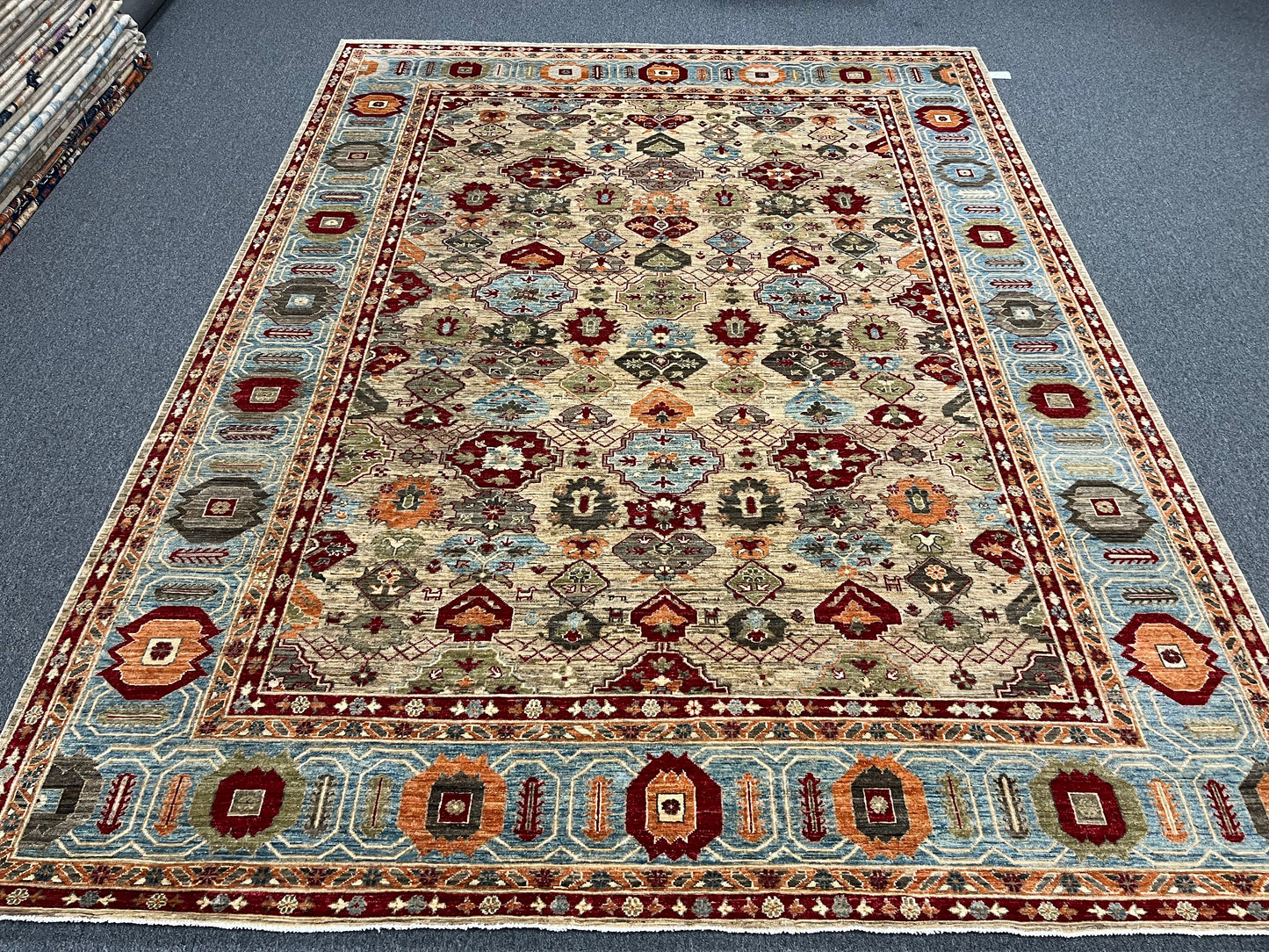 9X12 Mina khani Light Blue Handmade Wool Rug # 14671