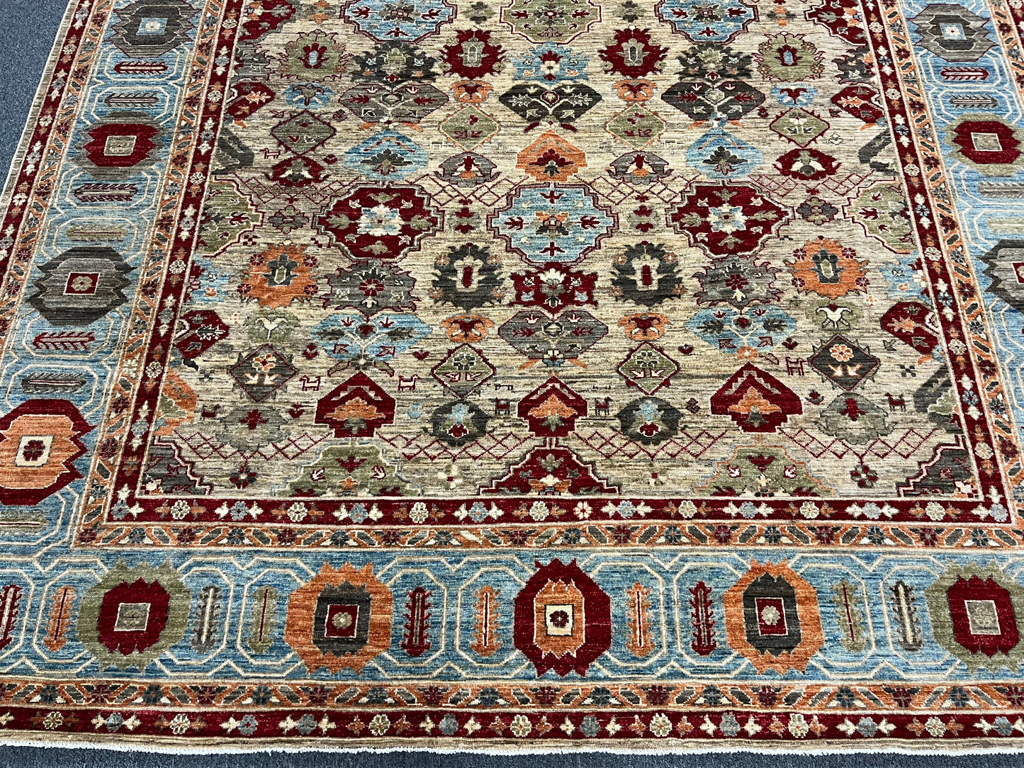 9X12 Mina khani Light Blue Handmade Wool Rug # 14671
